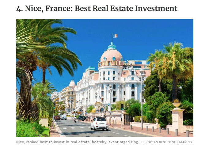 Classement Nice 4ème ville européenne pour investir, selon Forbes